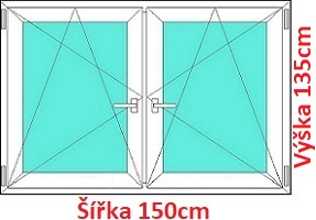 Dvojkrdlov okna OS+OS SOFT rka 150 a 155cm Dvojkrdlov plastov okno 150x135 cm, OS+OS, so stpikom, Soft