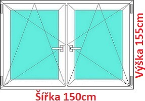 Dvojkrdlov okna OS+OS SOFT rka 150 a 155cm Dvojkrdlov plastov okno 150x155 cm, OS+OS, so stpikom, Soft