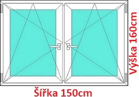 Dvojkrdlov okna OS+OS SOFT rka 150 a 155cm Dvojkrdlov plastov okno 150x160 cm, OS+OS, so stpikom, Soft