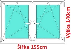 Dvojkrdlov okna OS+OS SOFT rka 150 a 155cm Dvojkrdlov plastov okno 155x140 cm, OS+OS, so stpikom, Soft