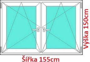 Dvojkrdlov okna OS+OS SOFT rka 150 a 155cm Dvojkrdlov plastov okno 155x150 cm, OS+OS, so stpikom, Soft