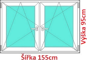 Dvojkrdlov okna OS+OS SOFT rka 150 a 155cm Dvojkrdlov plastov okno 155x95 cm, OS+OS, so stpikom, Soft