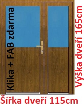 Vchodov dvere - Akce! Dvojkrdlov vchodov dvere plastov Soft 1/2 sklo 115x165 cm - Akce!