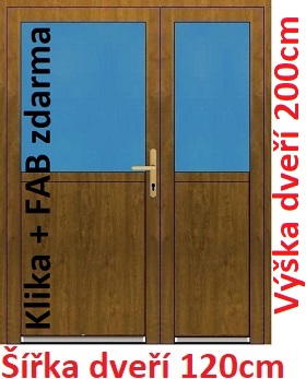 Vchodov dvere - Akce! Dvojkrdlov vchodov dvere plastov Soft 1/2 sklo 120x200 cm - Akce!