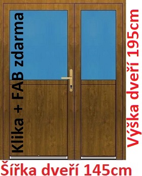 Vchodov dvere - Akce! Dvojkrdlov vchodov dvere plastov Soft 1/2 sklo 145x195 cm - Akce!