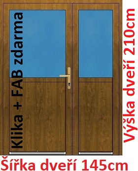 Vchodov dvere - Akce! Dvojkrdlov vchodov dvere plastov Soft 1/2 sklo 145x210 cm - Akce!