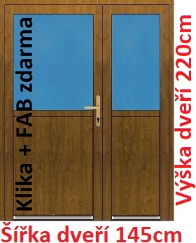 Dvojkrdlov vchodov dvere plastov Soft 1/2 sklo 145x220 cm - Akce!