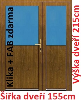 Dvojkrdlov vchodov dvere 1/2 sklo Akce! - ka 155cm Dvojkrdlov vchodov dvere plastov Soft 1/2 sklo 155x215 cm - Akce!