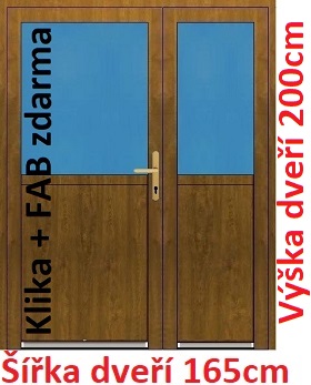 Vchodov dvere - Akce! Dvojkrdlov vchodov dvere plastov Soft 1/2 sklo 165x200cm - Akce!