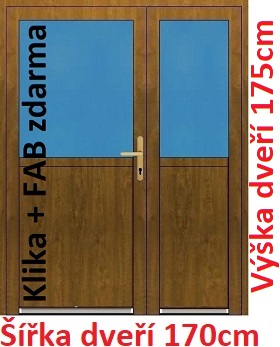 Vchodov dvere - Akce! Dvojkrdlov vchodov dvere plastov Soft 1/2 sklo 170x175 cm - Akce!