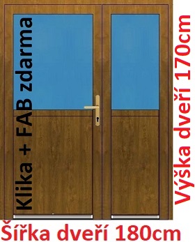 Vchodov dvere - Akce! Dvojkrdlov vchodov dvere plastov Soft 1/2 sklo 180x170 cm - Akce!