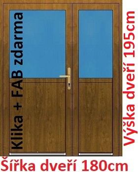 Vchodov dvere - Akce! Dvojkrdlov vchodov dvere plastov Soft 1/2 sklo 180x195 cm - Akce!