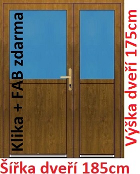 Vchodov dvere - Akce! Dvojkrdlov vchodov dvere plastov Soft 1/2 sklo 185x175 cm - Akce!