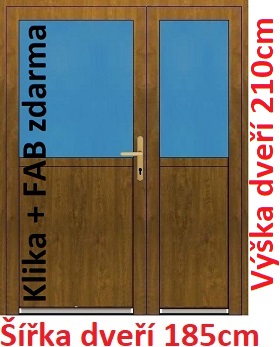 Dvojkrdlov vchodov dvere 1/2 sklo Akce! - ka 185cm Dvojkrdlov vchodov dvere plastov Soft 1/2 sklo 185x210 cm - Akce!