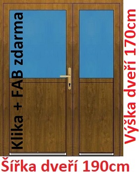 Vchodov dvere - Akce! Dvojkrdlov vchodov dvere plastov Soft 1/2 sklo 190x170 cm - Akce!