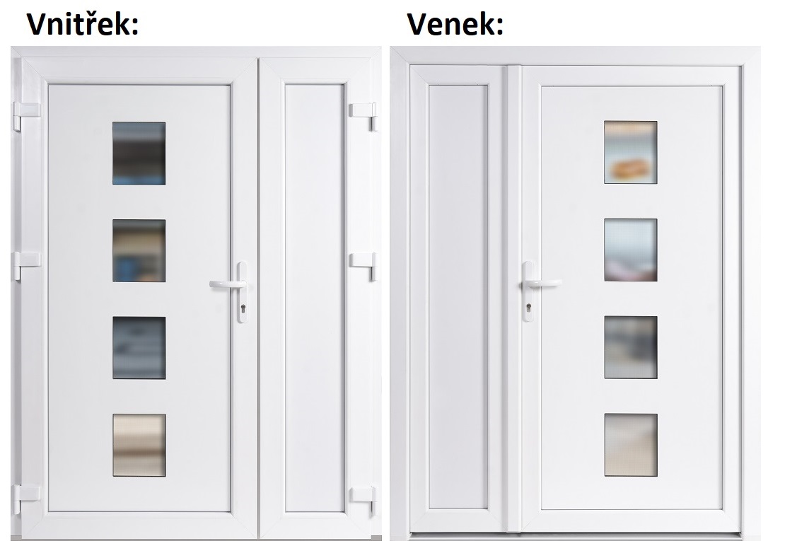 Dvojkrdlov vchodove dvere plastov Soft 010+Panel Pln, Biela/Biela, 130x200 cm, av