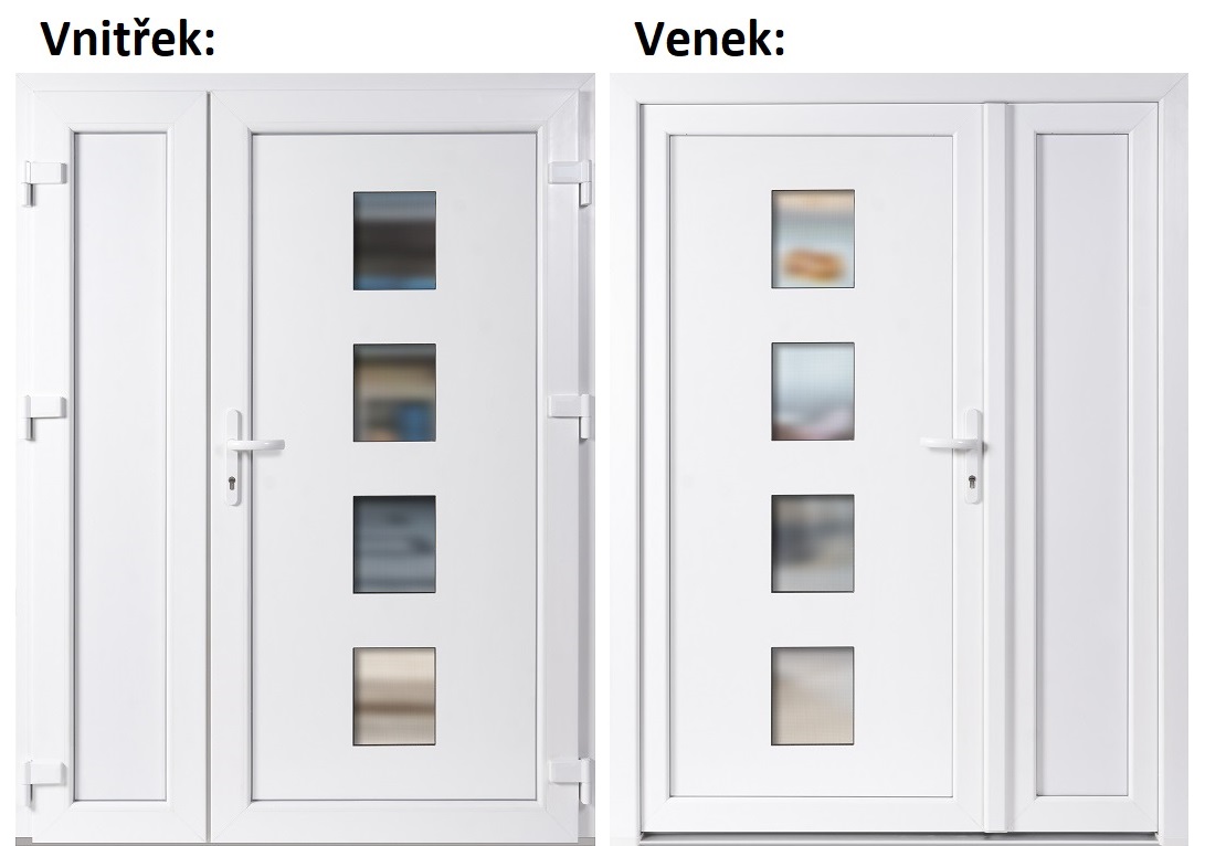 Dvojkrdlov vchodove dvere plastov Soft 010+Panel Pln, Biela/Biela, 130x200 cm, prav