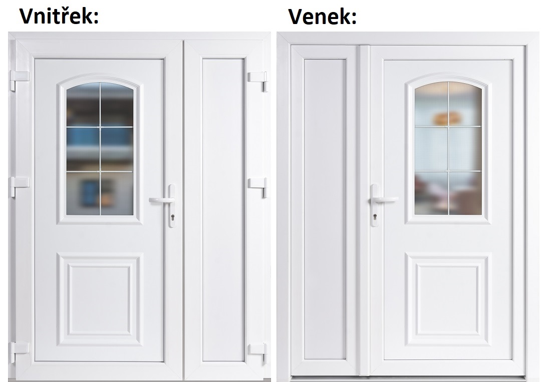 Dvojkrdlov vchodove dvere plastov Soft 3D 302+Panel Pln, Biela/Biela, 150x200 cm, av