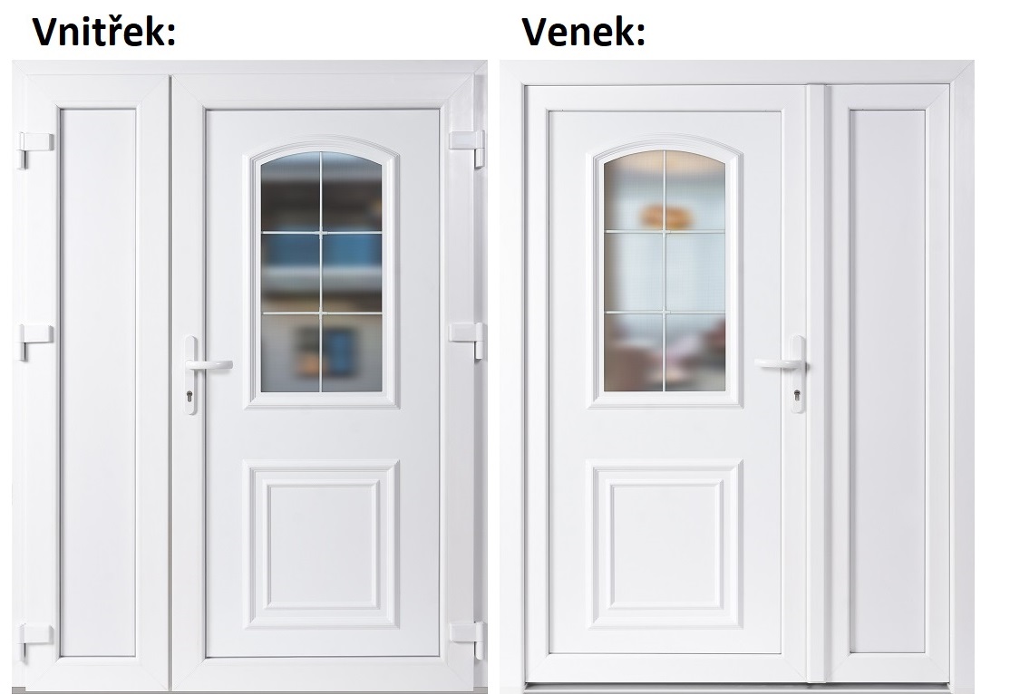 Dvojkrdlov vchodove dvere plastov Soft 3D 302+Panel Pln, Biela/Biela, 150x200 cm, prav