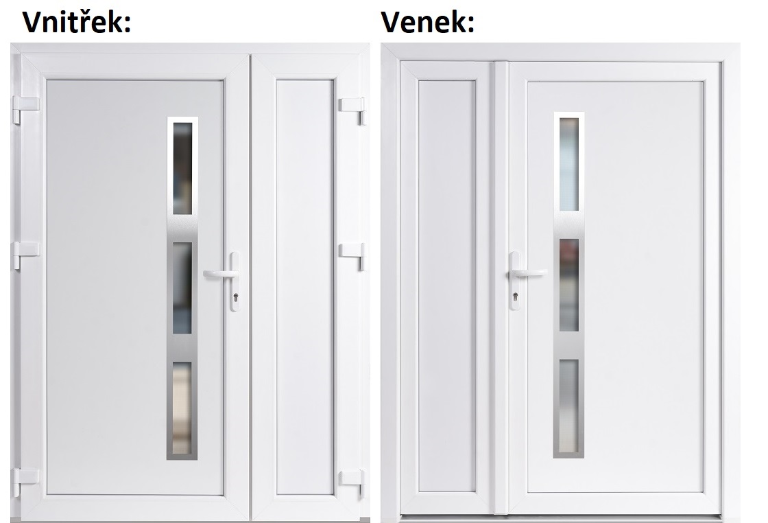 Dvojkrdlov vchodove dvere plastov Soft Venus Inox+Panel Pln, Biela/Biela, 130x200 cm, av