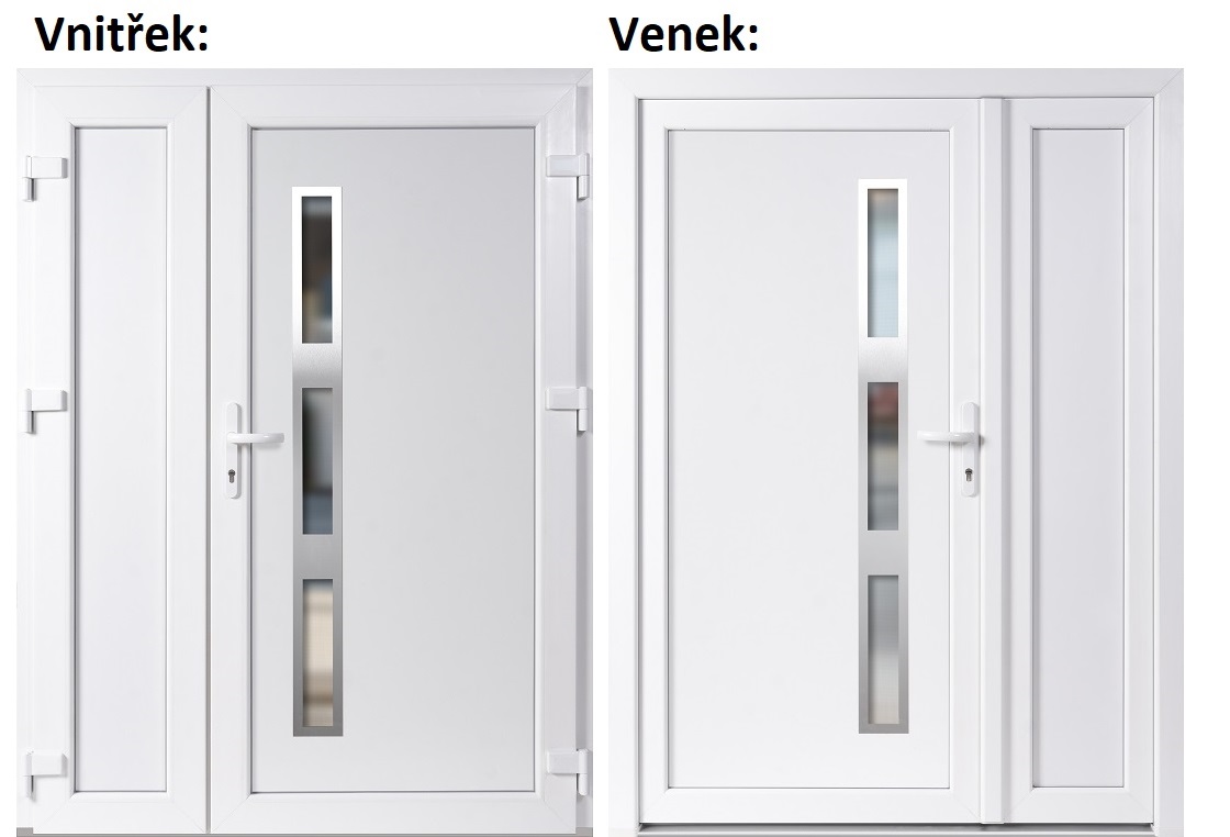 Dvojkrdlov vchodove dvere plastov Soft Venus Inox+Panel Pln, Biela/Biela, 130x200 cm, prav