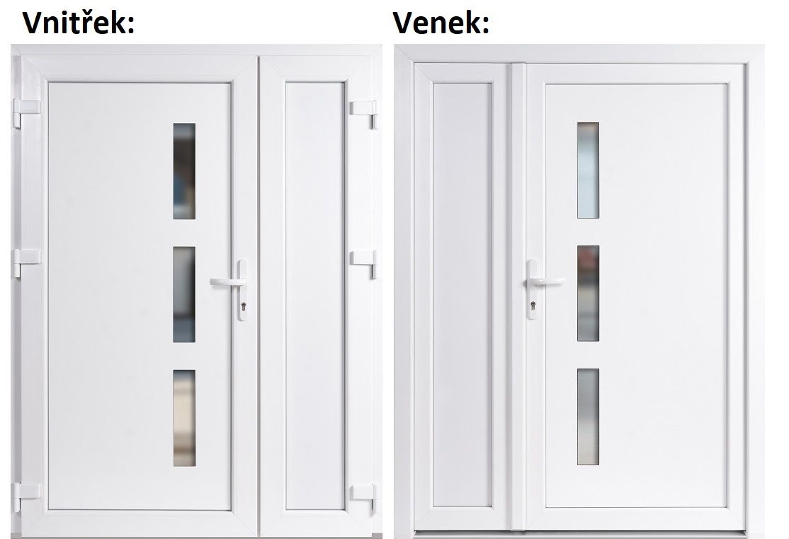 Dvojkrdlov vchodove dvere plastov Soft Venus+Panel Pln, Biela/Biela, 150x200 cm, av