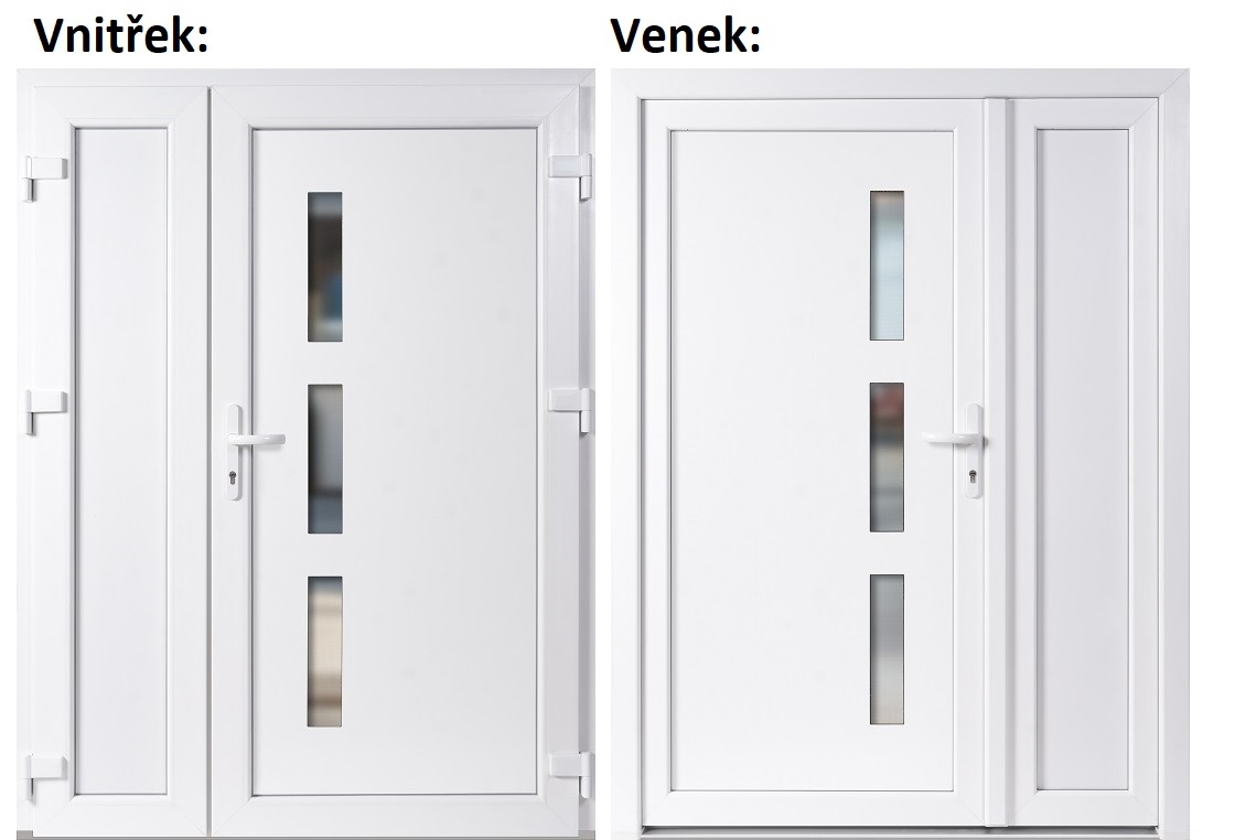 Dvojkrdlov vchodove dvere plastov Soft Venus+Panel Pln, Biela/Biela, 150x200 cm, prav
