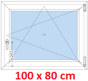 Jednokrdlov Plastov okno 100x80 cm, otevrav a sklopn, Soft