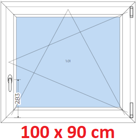 Jednokrdlov Plastov okno 100x90 cm, otevrav a sklopn, Soft