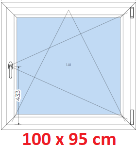 Jednokrdlov Plastov okno 100x95 cm, otevrav a sklopn, Soft