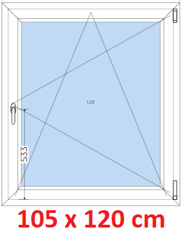 Plastov okna OS SOFT rka 105 a 110cm x vka 115-165cm Plastov okno 105x120 cm, otevrav a sklopn, Soft