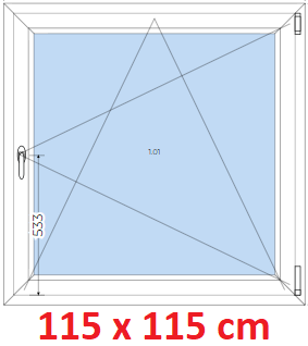 Plastov okno 115x115 cm, otevrav a sklopn, Soft