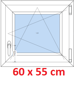 Plastov okna OS SOFT rka 55 a 60cm x vka 55-110cm Plastov okno 60x55 cm, otevrav a sklopn, Soft