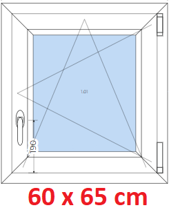Plastov okna OS SOFT rka 55 a 60cm x vka 55-110cm Plastov okno 60x65 cm, otevrav a sklopn, Soft