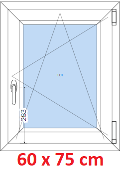 Plastov okna OS SOFT rka 55 a 60cm x vka 55-110cm Plastov okno 60x75 cm, otevrav a sklopn, Soft