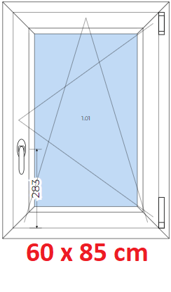 Plastov okna OS SOFT rka 55 a 60cm x vka 55-110cm Plastov okno 60x85 cm, otevrav a sklopn, Soft