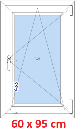 Plastov okna OS SOFT rka 55 a 60cm x vka 55-110cm Plastov okno 60x95 cm, otevrav a sklopn, Soft