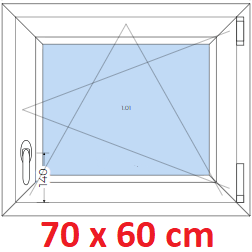 Plastov okno 70x60 cm, otevrav a sklopn, Soft