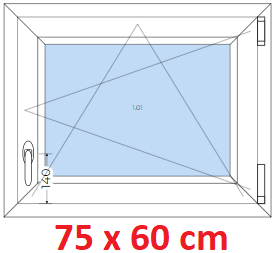 Plastov okna OS SOFT rka 75 a 80cm x vka 55-110cm Plastov okno 75x60 cm, otevrav a sklopn, Soft
