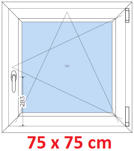 Plastov okno 75x75 cm, otevrav a sklopn, Soft