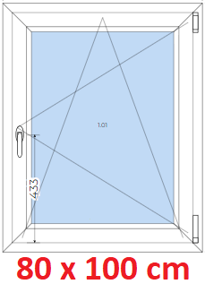 Jednokrdlov Plastov okno 80x100 cm, otevrav a sklopn, Soft