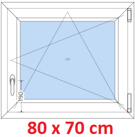 Jednokrdlov Plastov okno 80x70 cm, otevrav a sklopn, Soft