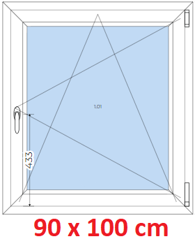 Jednokrdlov Plastov okno 90x100 cm, otevrav a sklopn, Soft