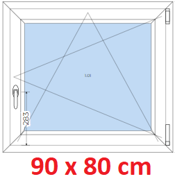 Jednokrdlov Plastov okno 90x80 cm, otevrav a sklopn, Soft
