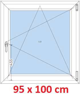 Jednokrdlov Plastov okno 95x100 cm, otevrav a sklopn, Soft