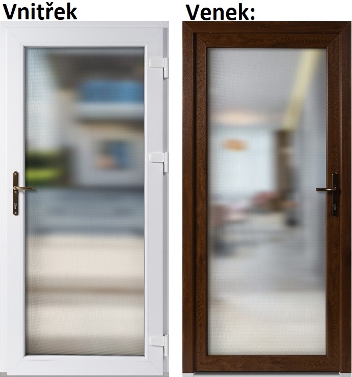 Lacn vchodov dvere WDS 3/3 sklo Krizet - Skladem Lacn vchodov dvere plastov Soft WDS 3/3 sklo Krizet Zlat dub-Biela 100x210 cm, prav